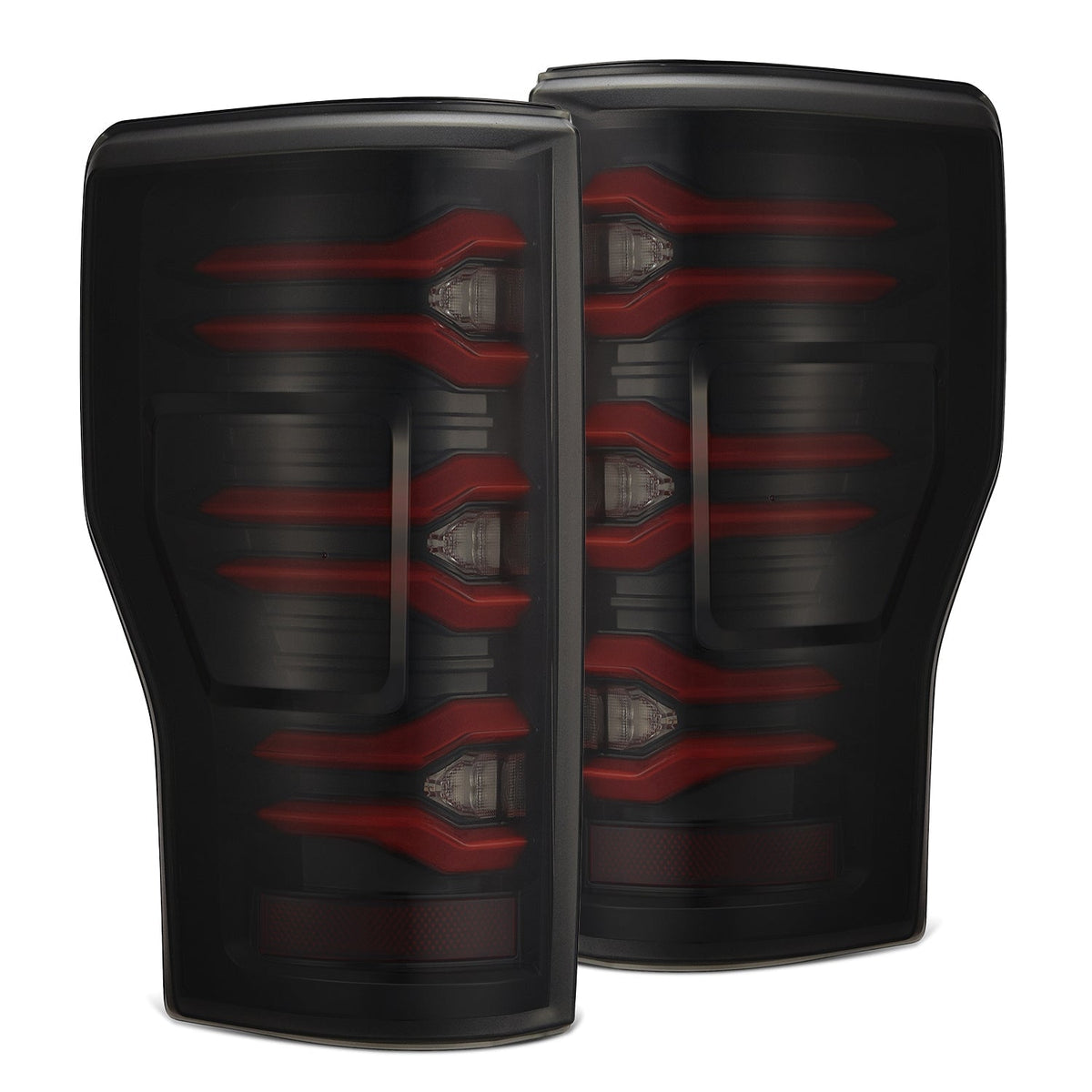 17-22 Ford F-250/350 Super Duty LUXX-Series LED Tail Lights Black-Red - Apollo Off-Road