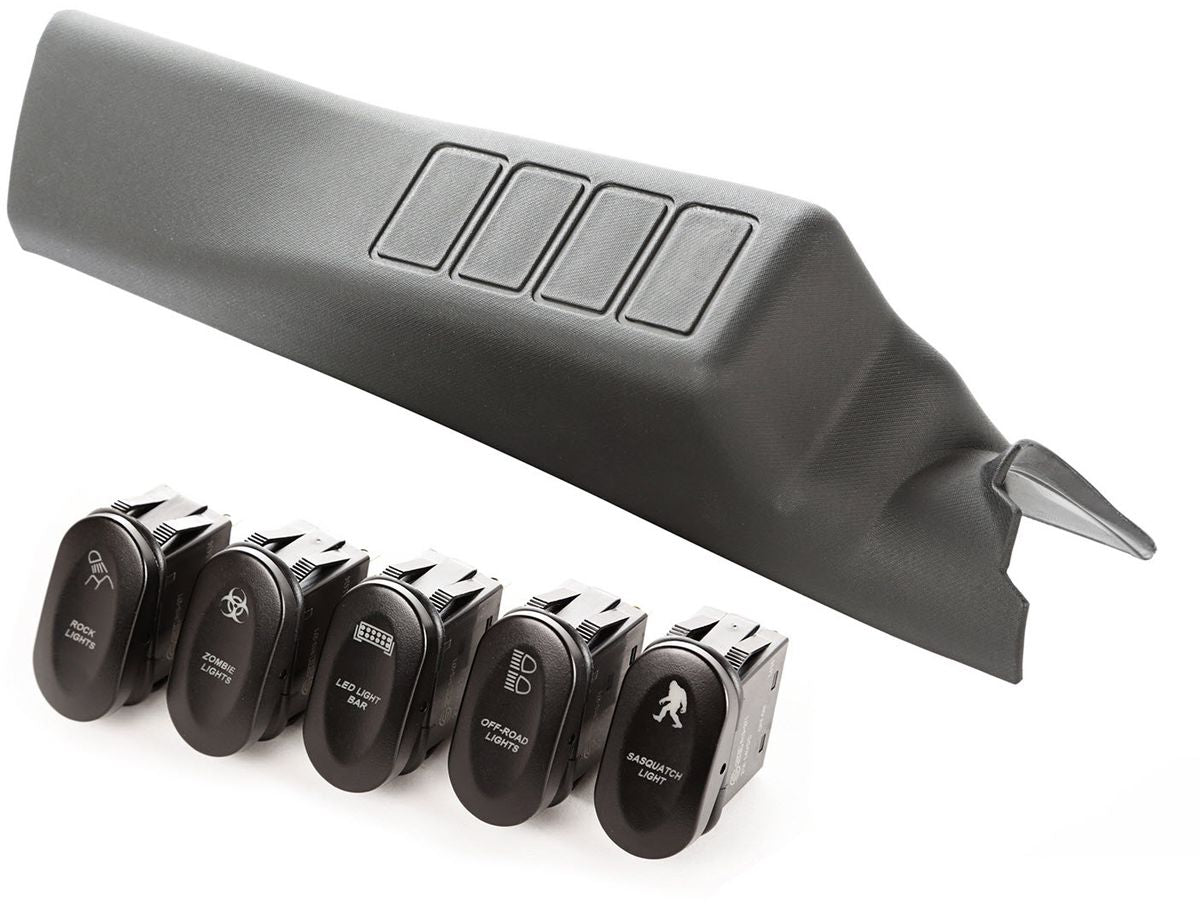 Switch Pod Kit A-Pillar 4 Etched Switches LHD 11-18 Wrangler JK Rugged Ridge