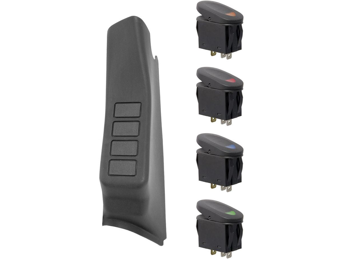 Switch Pod Kit A-Pillar 4 Switches Textured Gray LHD 11-18 Wrangler JK Rugged Ridge