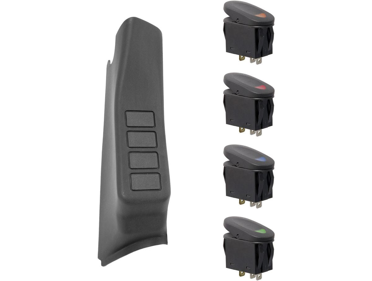 Switch Pod Kit A-Pillar 4 Switches Textured Dark Charcoal RHD 11-18 Wrangler JK Rugged Ridge