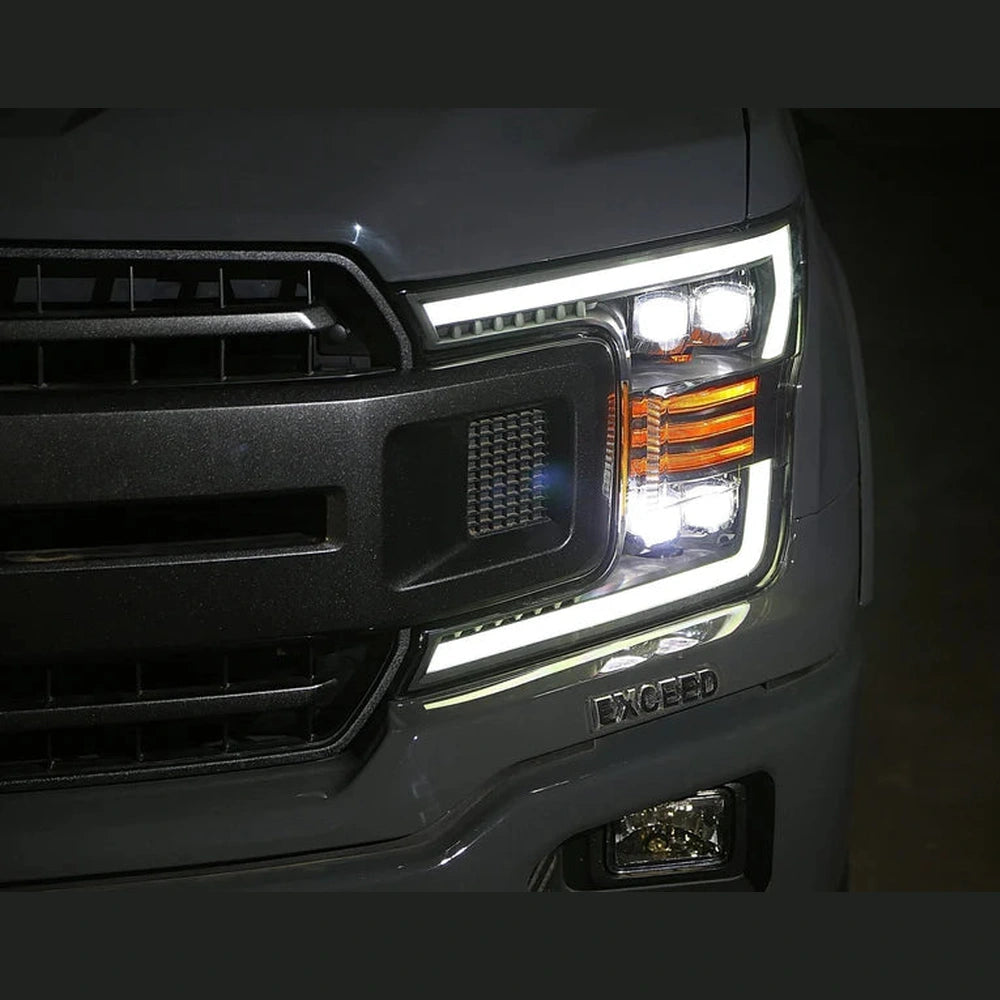 18-20 Ford F150 NOVA-Series LED Projector Headlights Plank Style Design Chrome - Apollo Off-Road