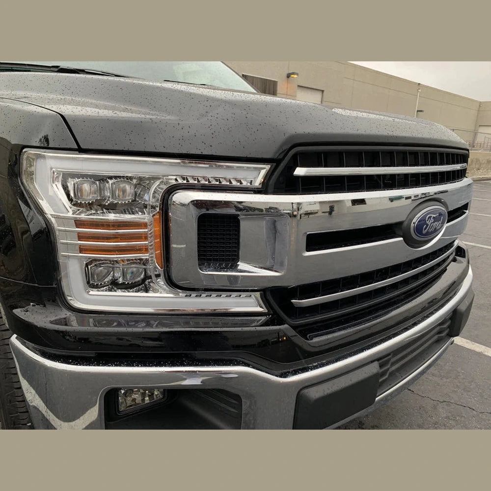18-20 Ford F150 NOVA-Series LED Projector Headlights Plank Style Design Chrome - Apollo Off-Road