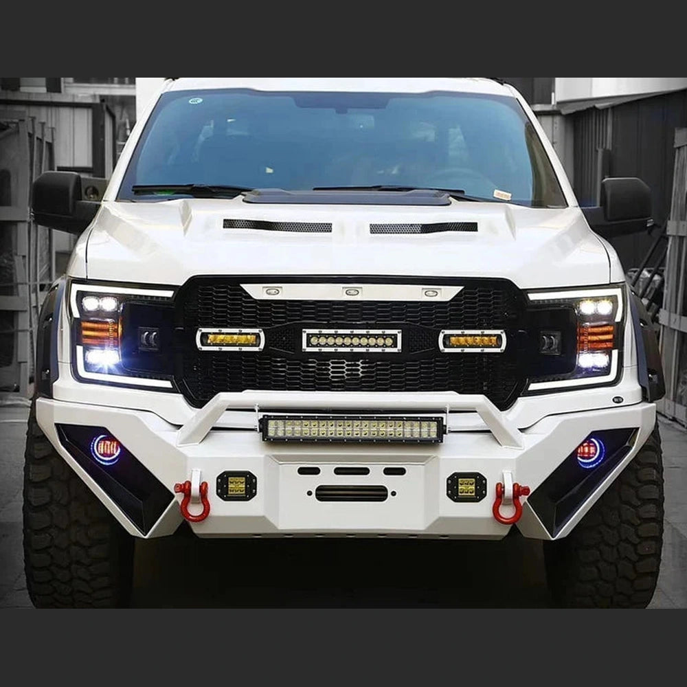 18-20 Ford F150 NOVA-Series LED Projector Headlights Plank Style Design Chrome - Apollo Off-Road
