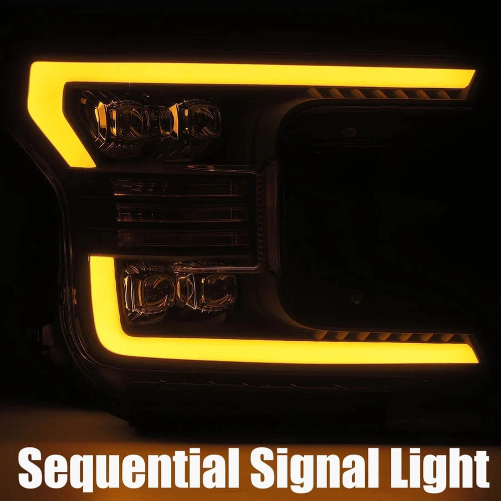 18-20 Ford F150 NOVA-Series LED Projector Headlights Plank Style Design Chrome - Apollo Off-Road