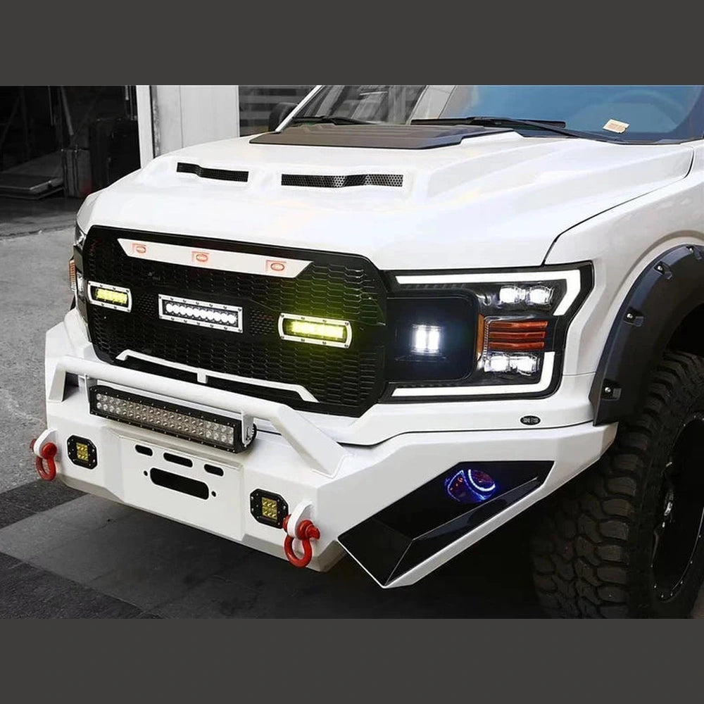 18-20 Ford F150 NOVA-Series LED Projector Headlights Plank Style Design Chrome - Apollo Off-Road