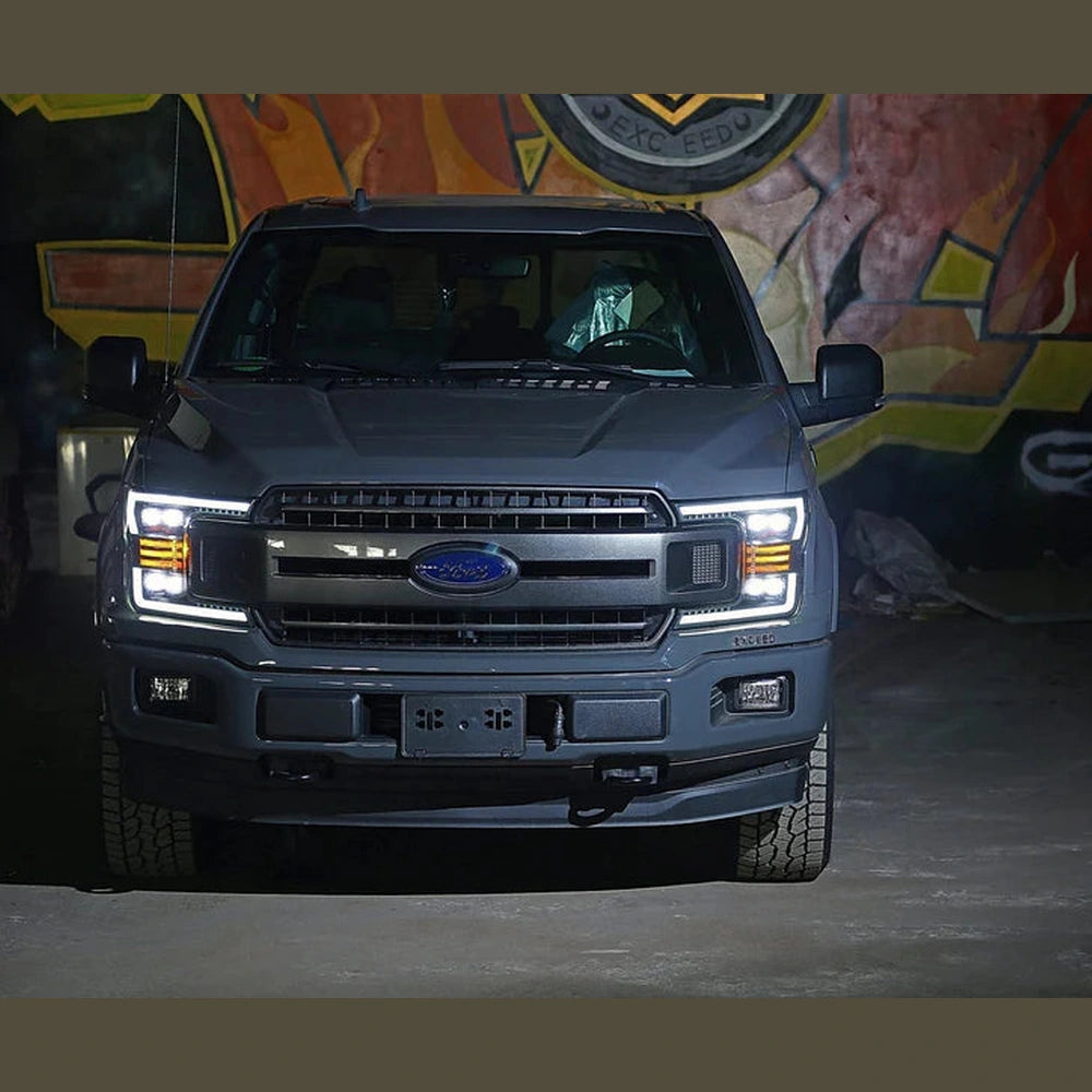 18-20 Ford F150 NOVA-Series LED Projector Headlights Plank Style Design Chrome - Apollo Off-Road