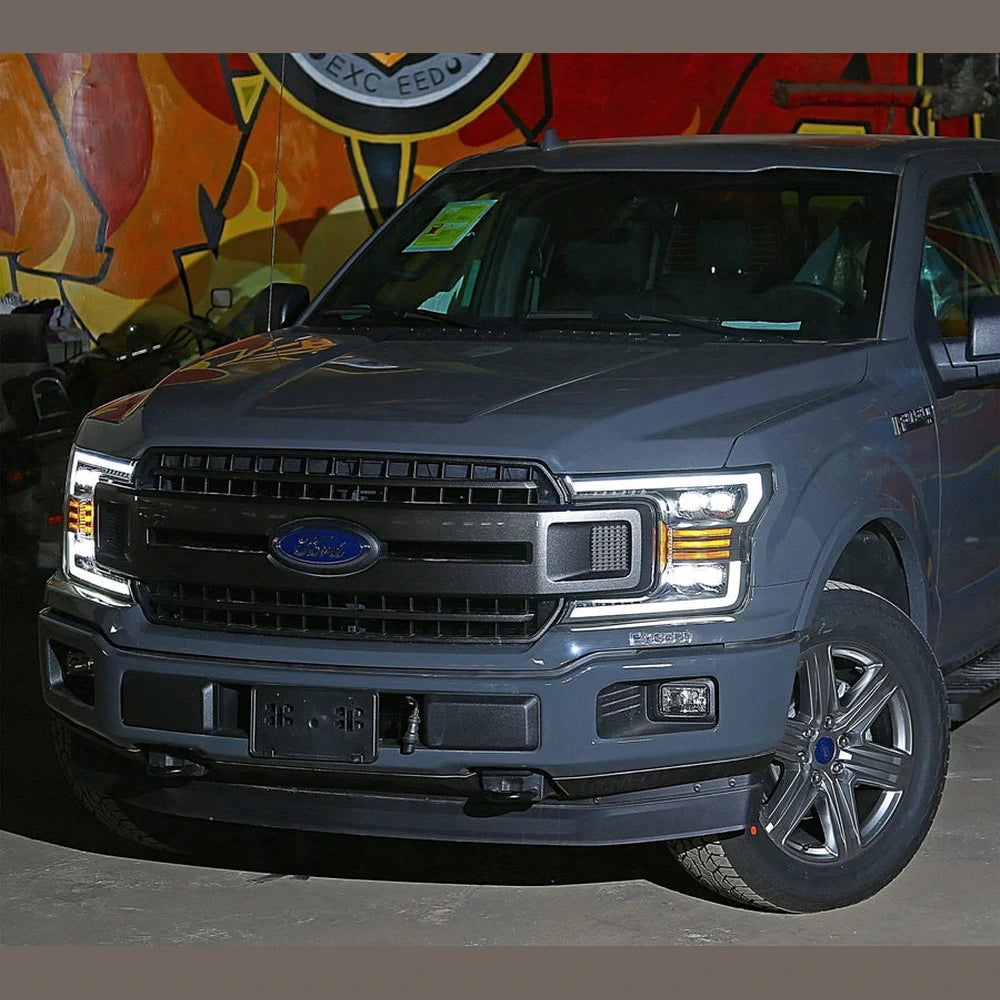 18-20 Ford F150 NOVA-Series LED Projector Headlights Plank Style Design Chrome - Apollo Off-Road