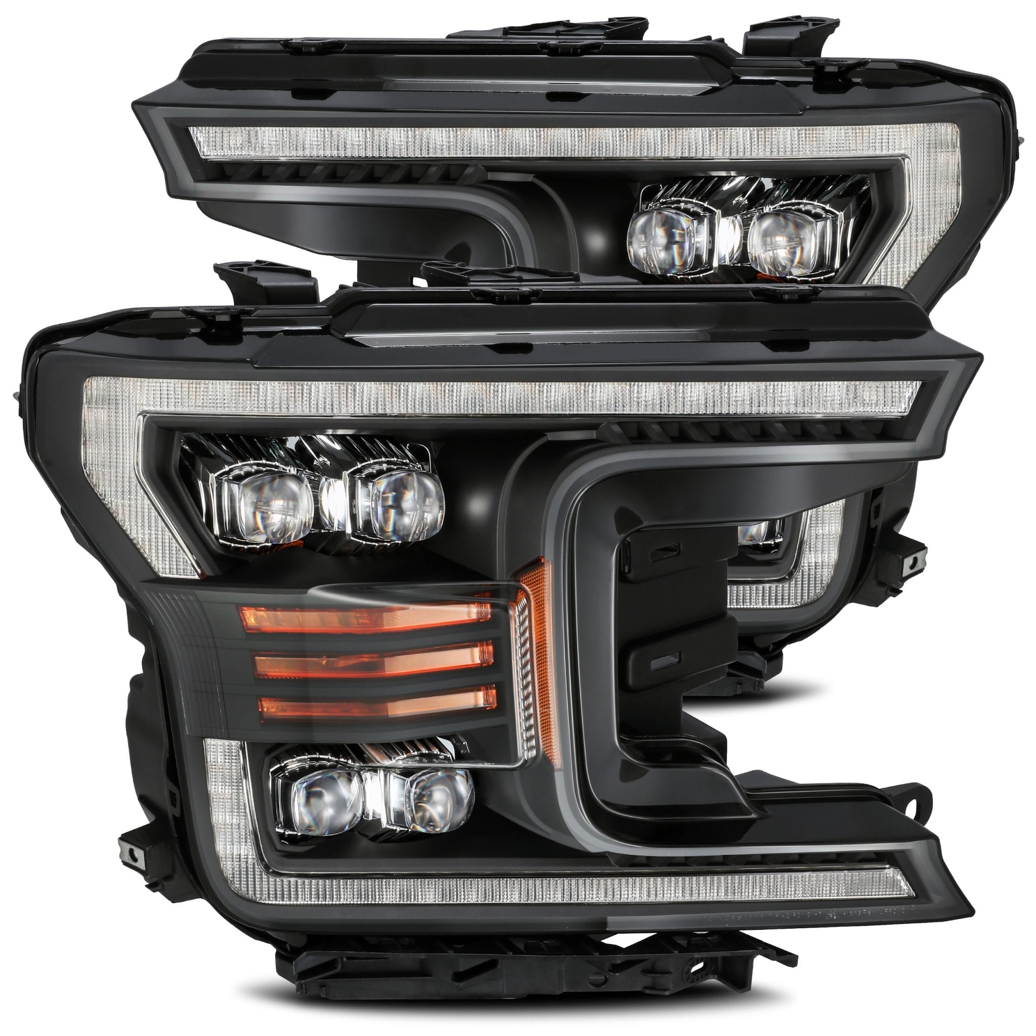 18-20 Ford F150 NOVA-Series LED Projector Headlights Plank Style Design Matte Black - Apollo Off-Road