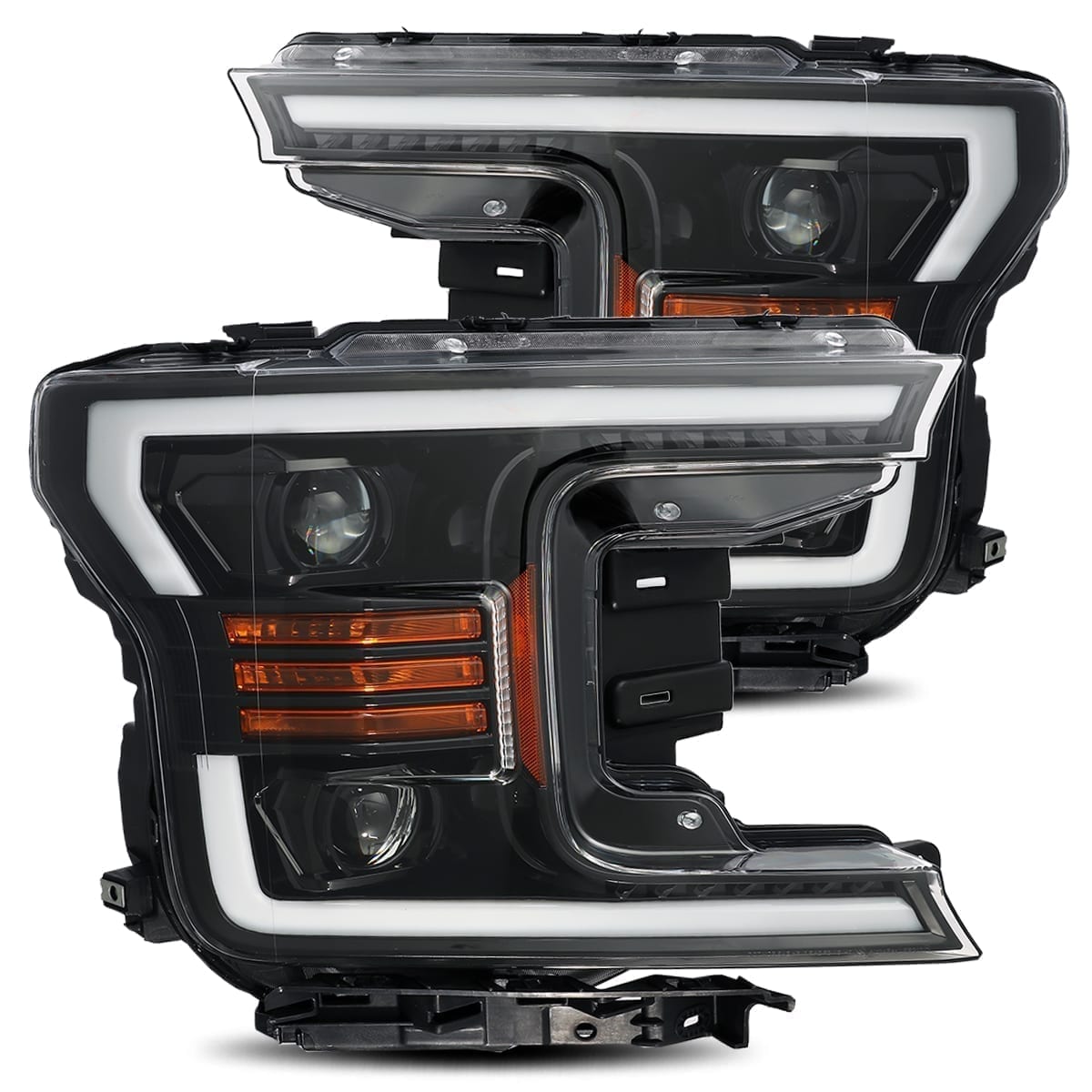 18-20 Ford F150 PRO-Series Projector Headlights Plank Style Design Gloss Black - Apollo Off-Road