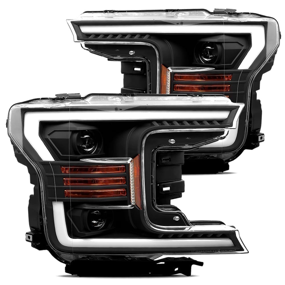 18-20 Ford F150 PRO-Series Projector Headlights Plank Style Design Matte Black - Apollo Off-Road