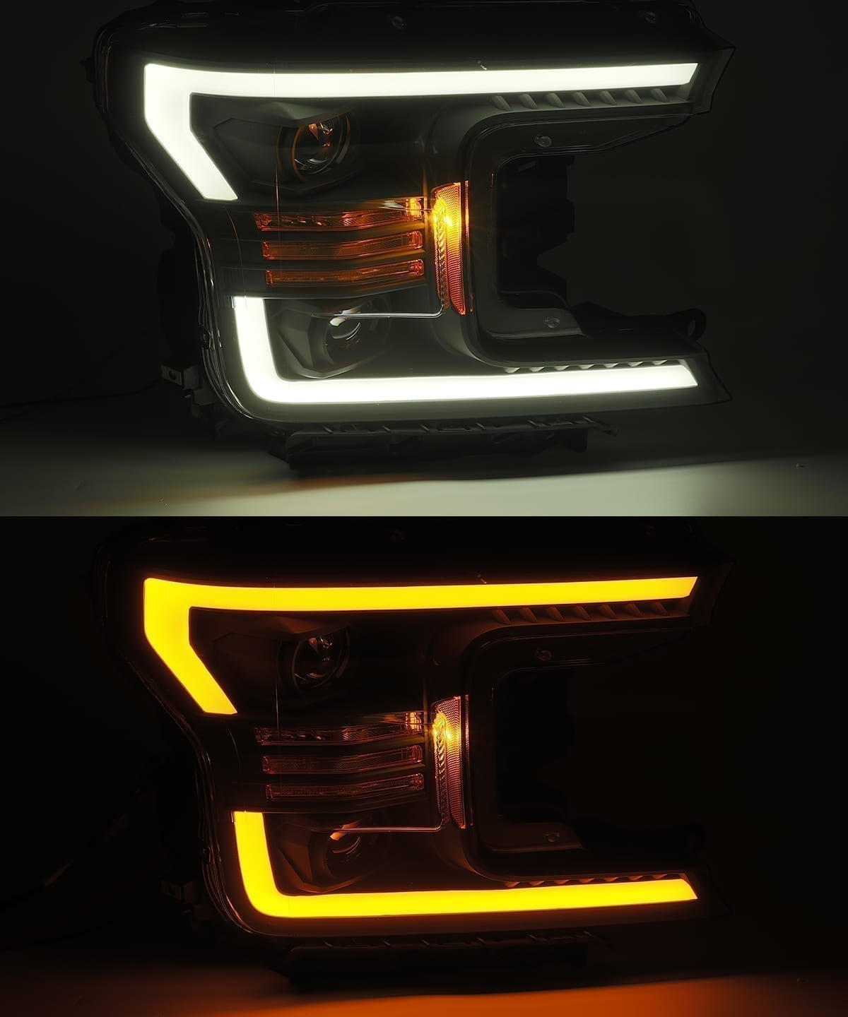 18-20 Ford F150 PRO-Series Projector Headlights Plank Style Design Matte Black - Apollo Off-Road