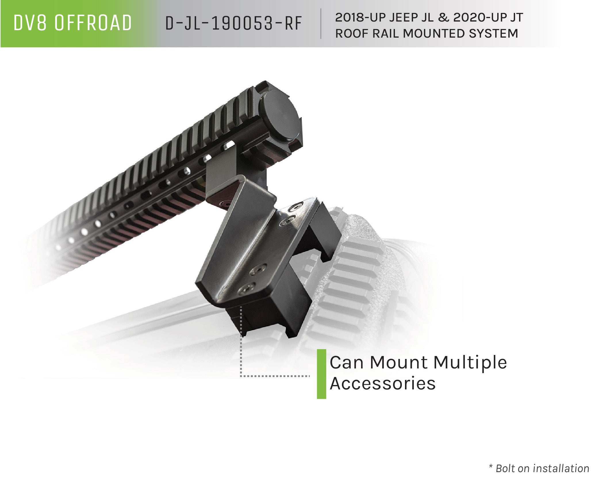 18-21 Jeep Wrangler JL Roof Rail Mounted System - Apollo Off-Road