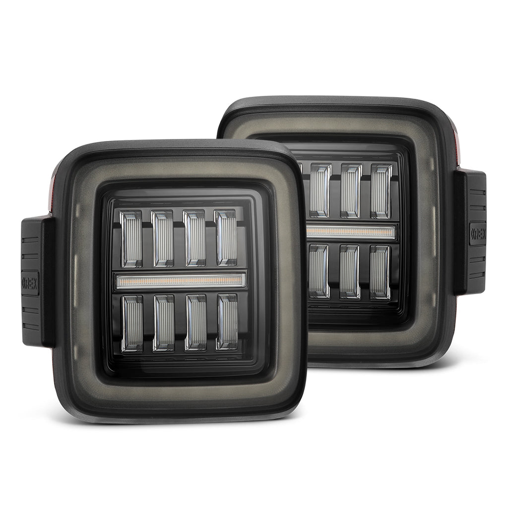 18-24 Jeep Wrangler NOVA-Series Prismatic LED Tail Lights Alpha-Black - Apollo Off-Road