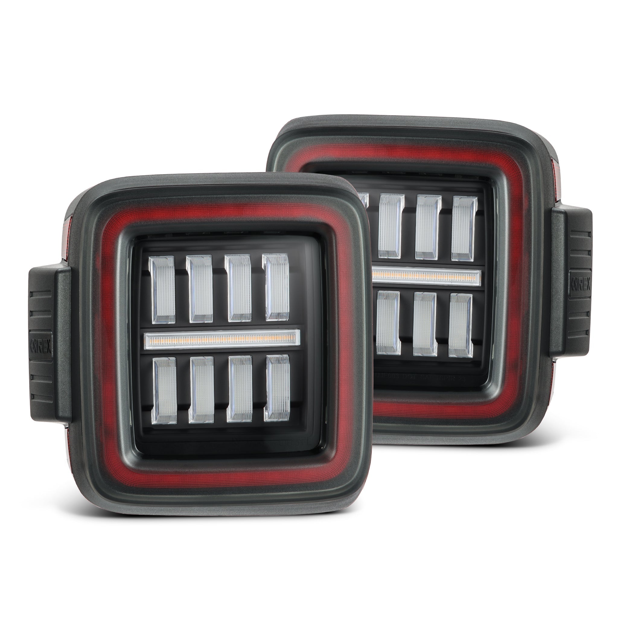 18-26 Jeep Wrangler JL NOVA-Series Prismatic LED Tail Lights Black-Red - Apollo Off-Road