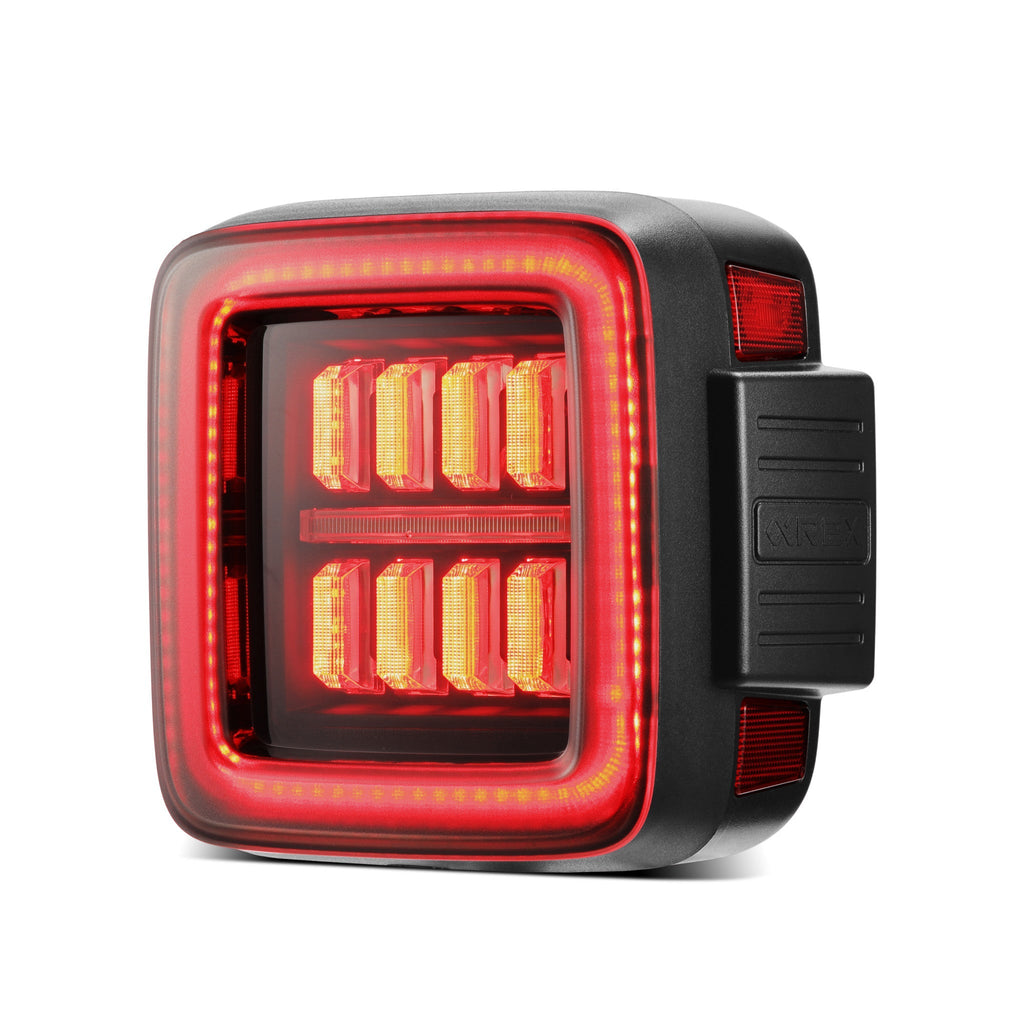 18-26 Jeep Wrangler JL NOVA-Series Prismatic LED Tail Lights Black-Red - Apollo Off-Road