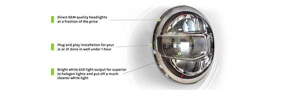 18+ Jeep JL & 20 Jeep JT LED HeadLights; Chrome - Apollo Off-Road