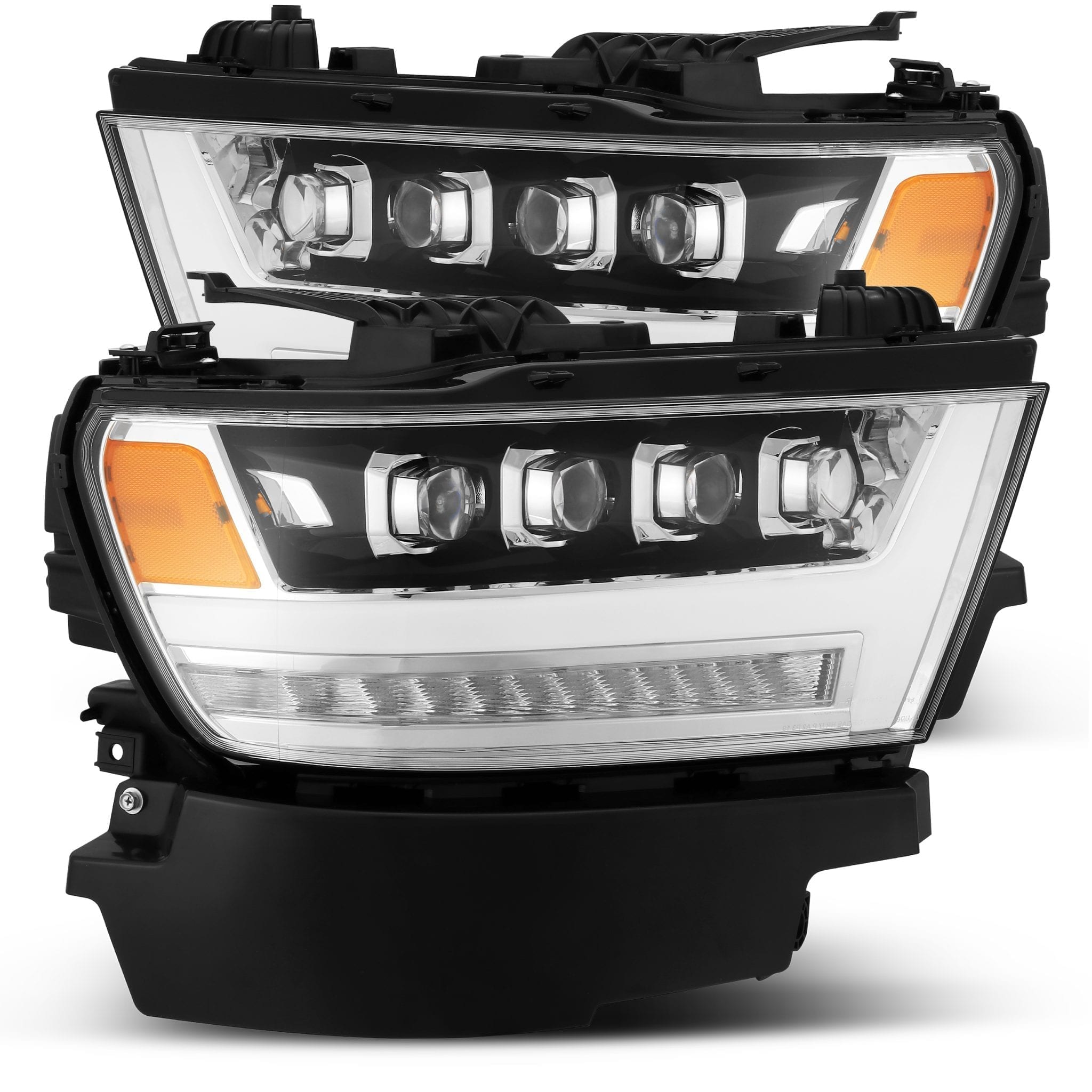 19-20 Dodge Ram NOVA-Series LED Projector Headlights Plank Style Design Chrome - Apollo Off-Road