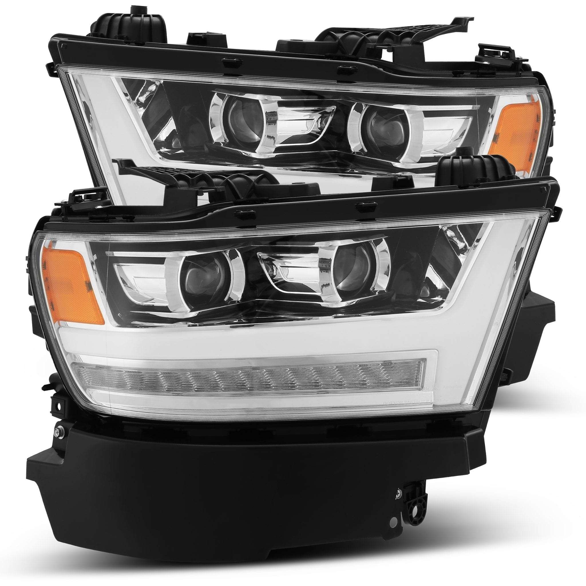 19-20 Dodge Ram PRO-Series Projector Headlights Plank Style Design Chrome - Apollo Off-Road