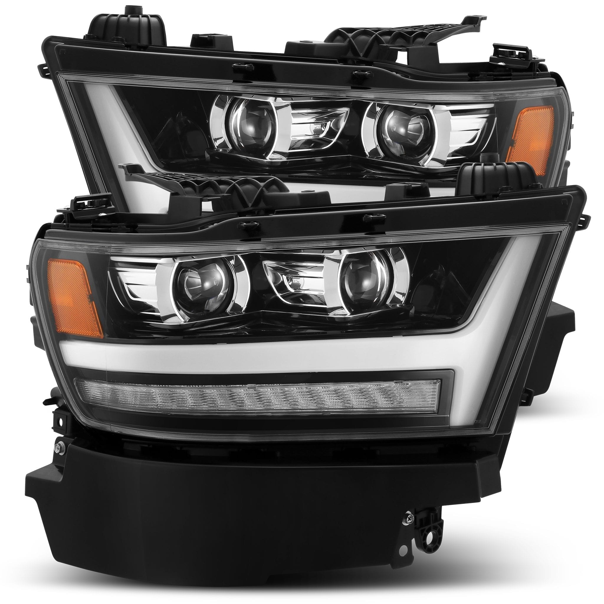 19-20 Dodge Ram PRO-Series Projector Headlights Plank Style Design Jet Black - Apollo Off-Road