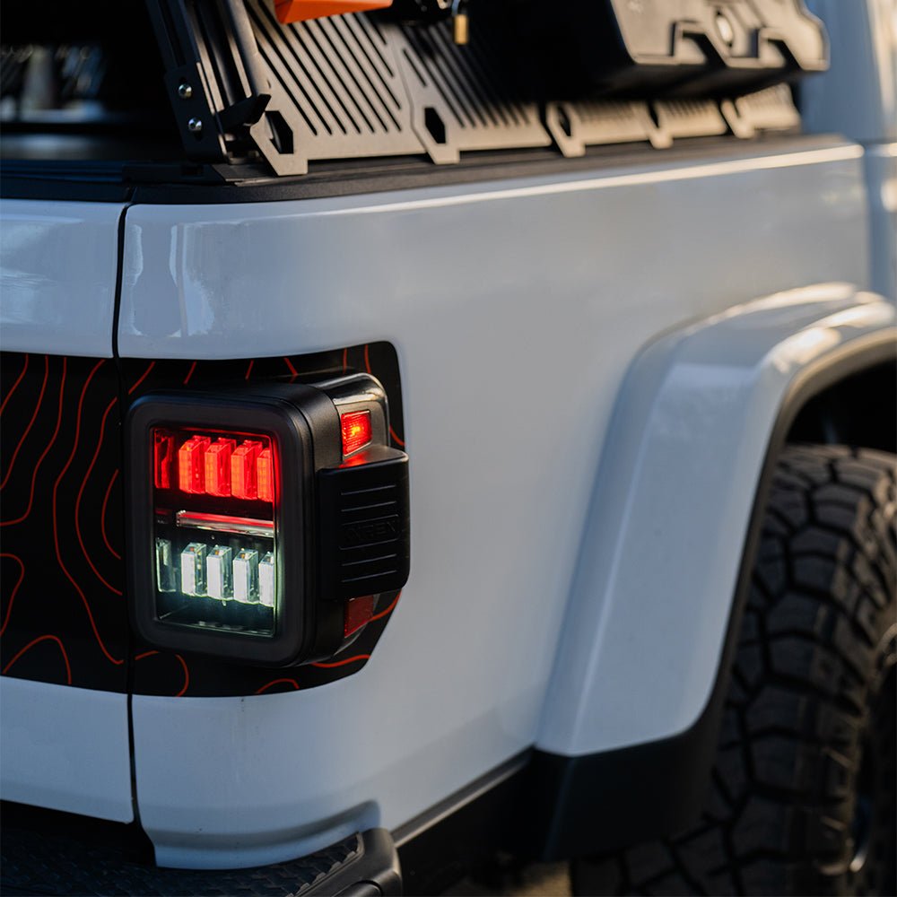 20-24 Jeep Gladiator NOVA-Series Prismatic LED Tail Lights Alpha-Black - Apollo Off-Road