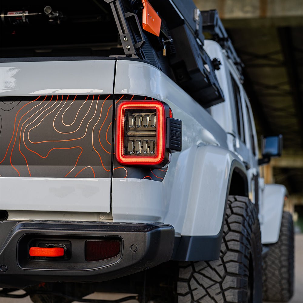 20-24 Jeep Gladiator NOVA-Series Prismatic LED Tail Lights Alpha-Black - Apollo Off-Road