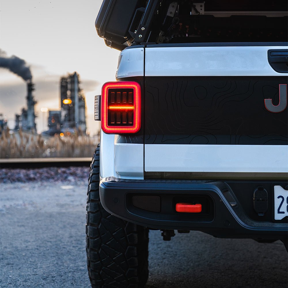 20-24 Jeep Gladiator NOVA-Series Prismatic LED Tail Lights Black-Red - Apollo Off-Road