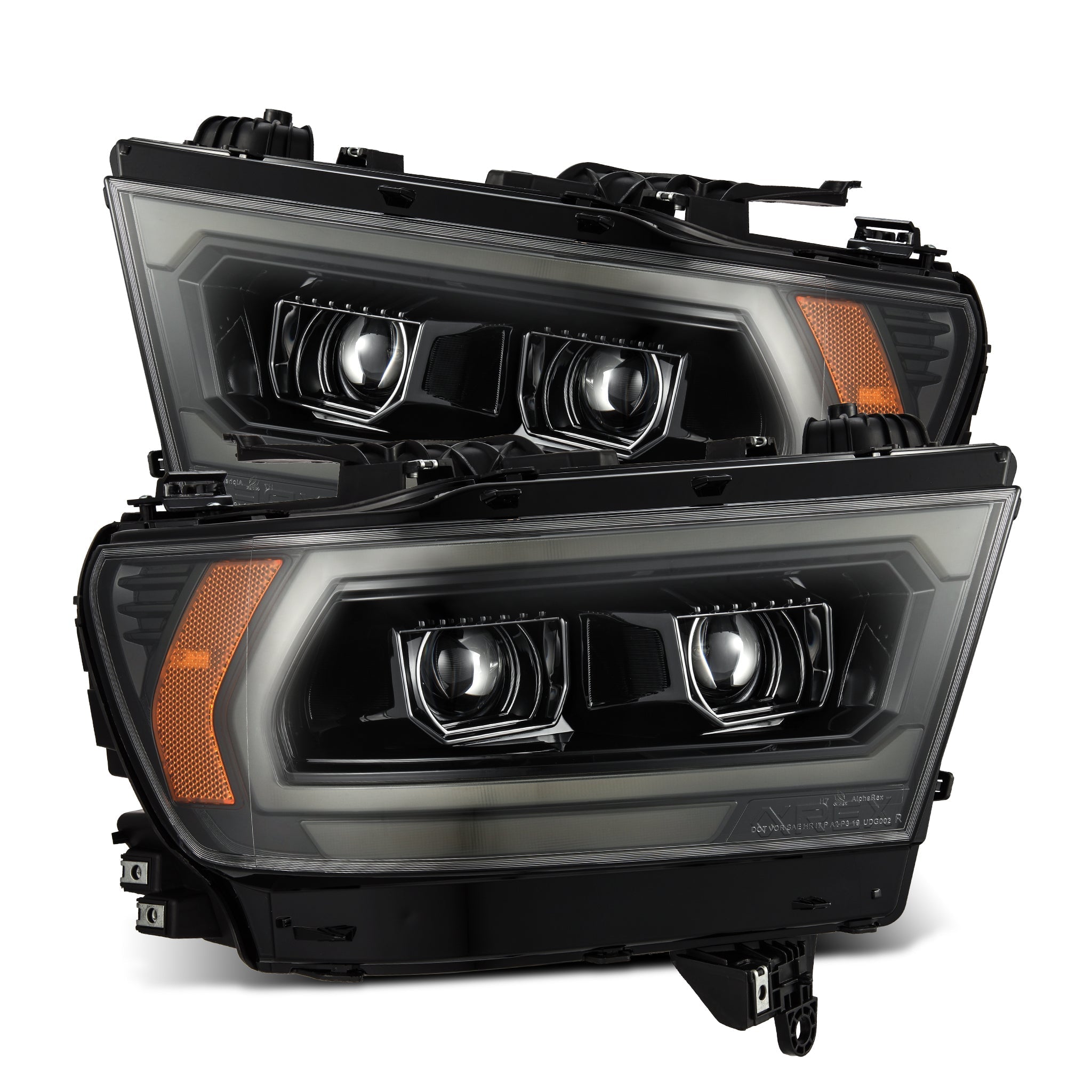 19-24 Ram 1500 PRO-Series Halogen Projector Headlights Alpha-Black - Apollo Off-Road