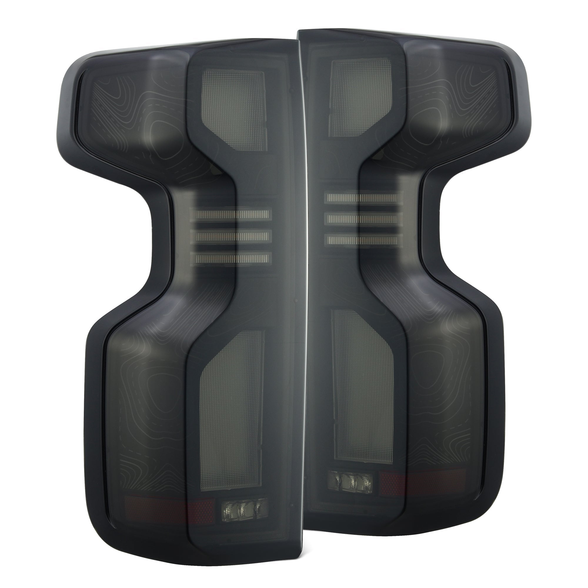 19-26 Chevrolet Silverado 1500 / 20-26 Silverado 2500 HD/3500 HD TOPO-ETCH LUXX-Series LED Tail Lights Alpha-Black - Apollo Off-Road