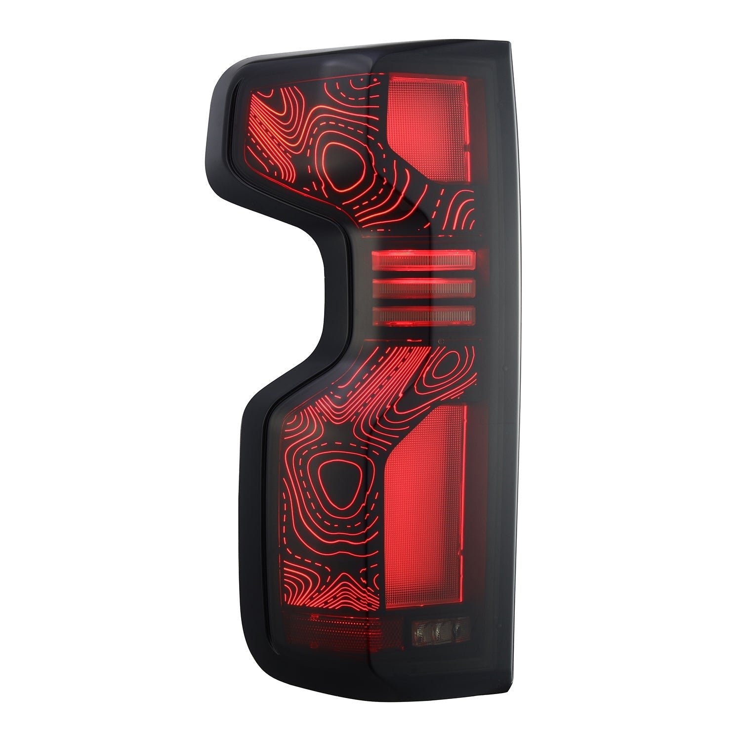 19-26 Chevrolet Silverado 1500 / 20-26 Silverado 2500 HD/3500 HD TOPO-ETCH LUXX-Series LED Tail Lights Alpha-Black - Apollo Off-Road