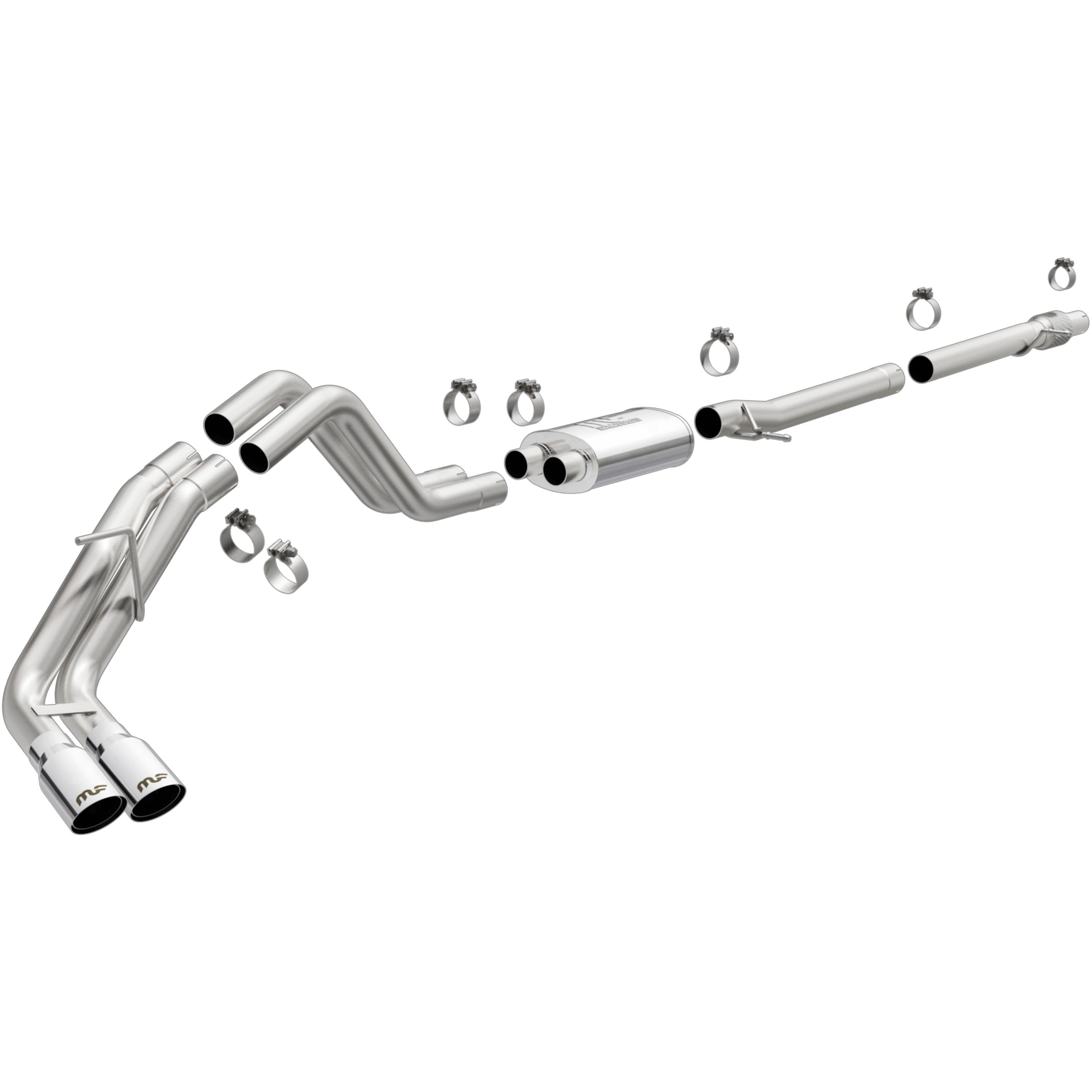 19-23 Ford Ranger Street Series 3in. Cat-Back Exhaust System Dual Same Side Behind Passenger Rear Tire Polished