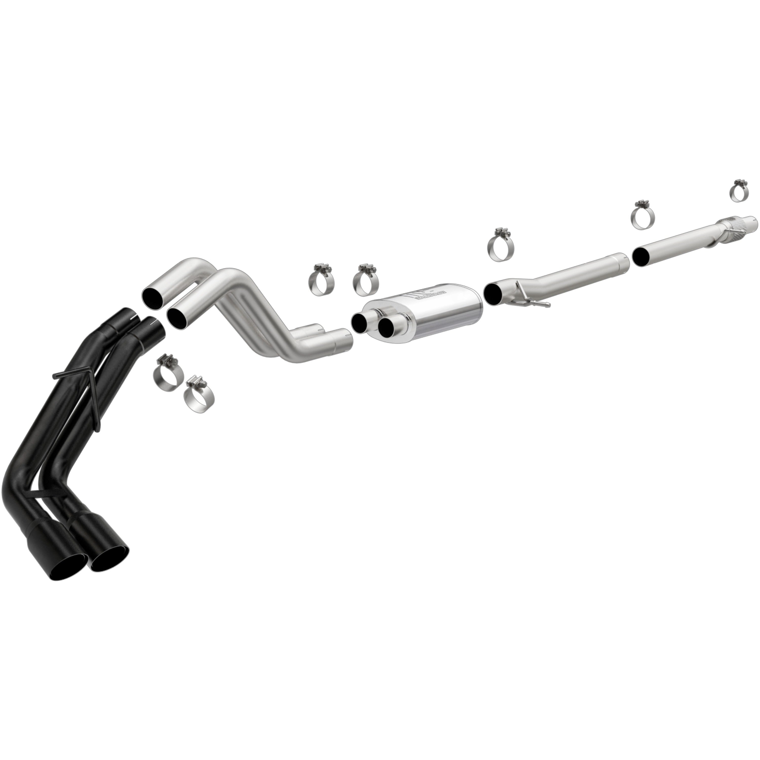 19-23 Ford Ranger Street Series 3in. Cat-Back Exhaust System Dual Same Side Behind Passenger Rear Tire Black Coated