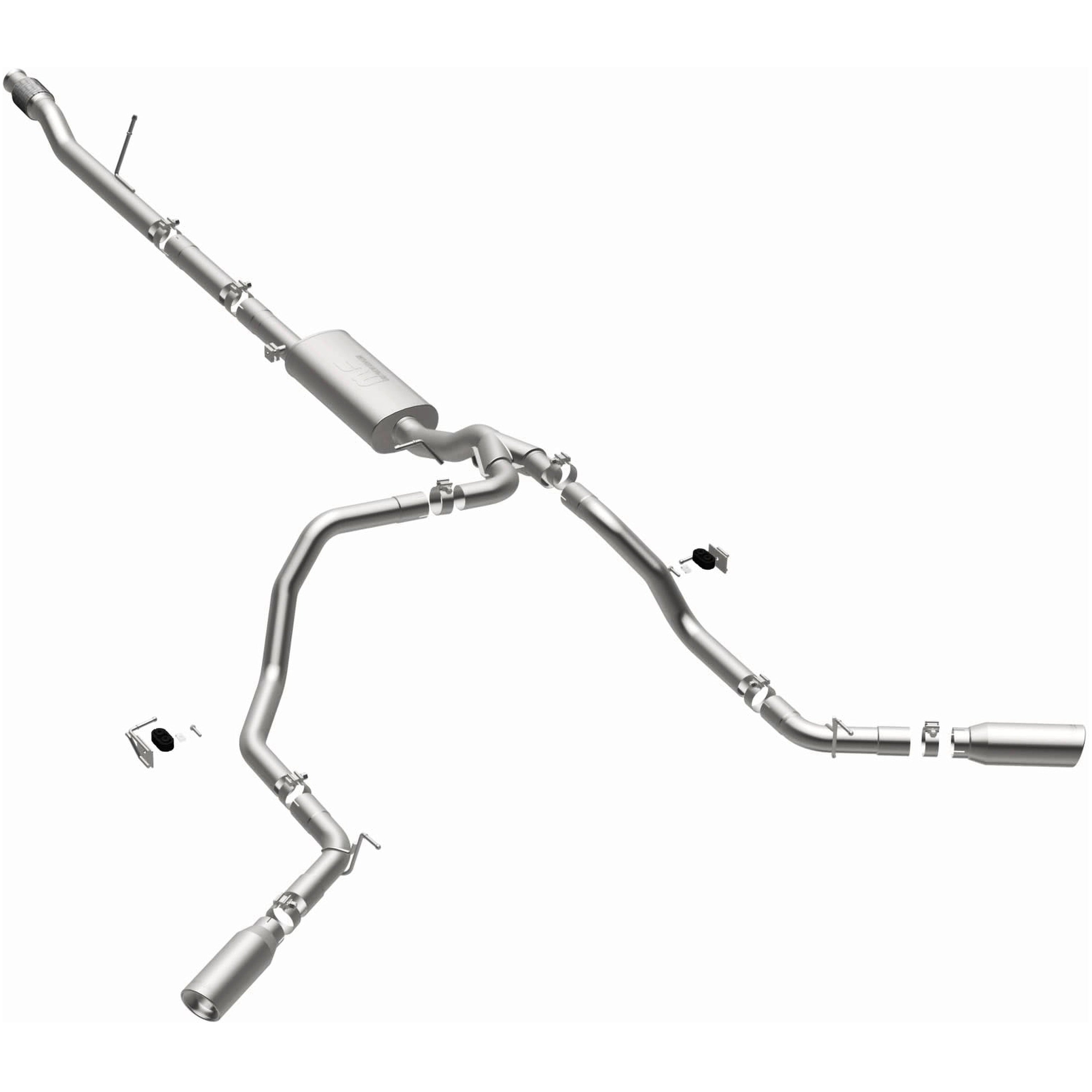 19-26 Chevrolet Silverado 1500 / GMC Sierra 1500 Street Series 3in. Cat-Back Exhaust System Dual Split Rear Behind Rear Tires Polished