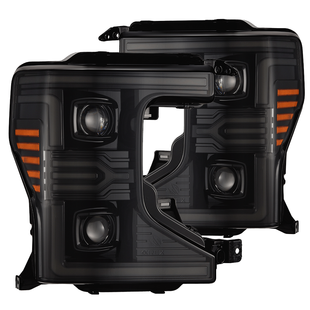 20-22 Ford F-350/450/550 Super Duty / 21-22 F-250 Super Duty LUXX-Series LED Projector Headlights Alpha-Black - Apollo Off-Road