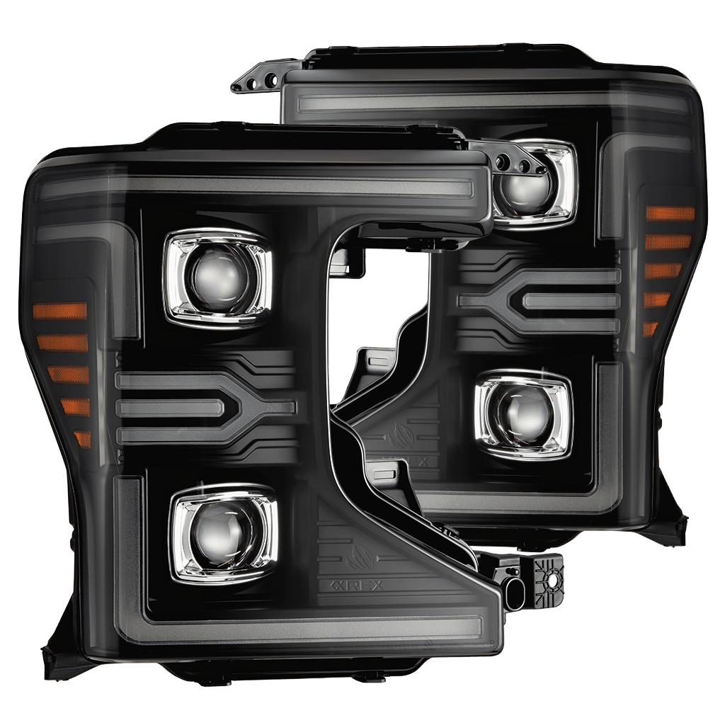 20-22 Ford F-250/350/450/550 Super Duty LUXX-Series LED Projector Headlights Black - Apollo Off-Road