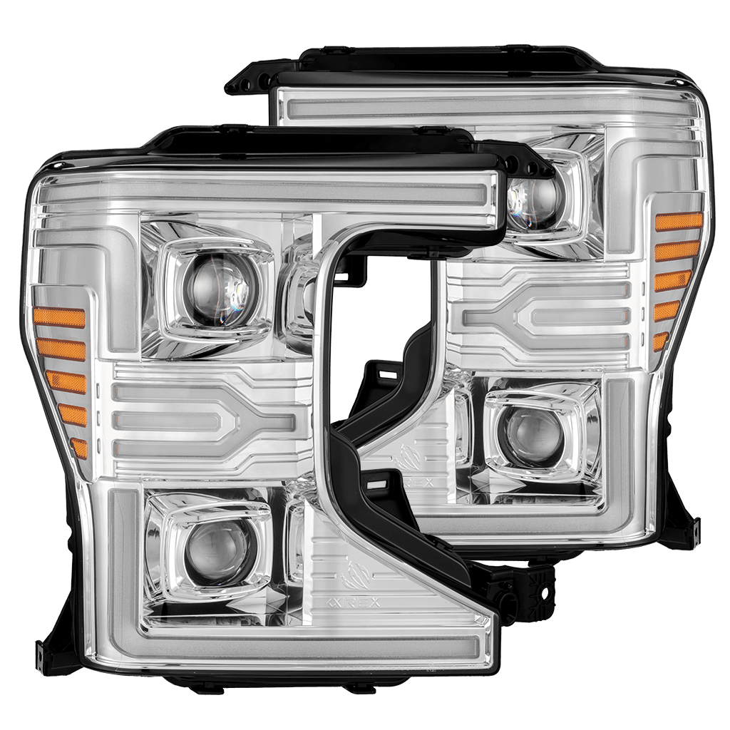 20-22 Ford F-350/450/550 Super Duty / 21-22 F-250 Super Duty LUXX-Series LED Projector Headlights Chrome - Apollo Off-Road