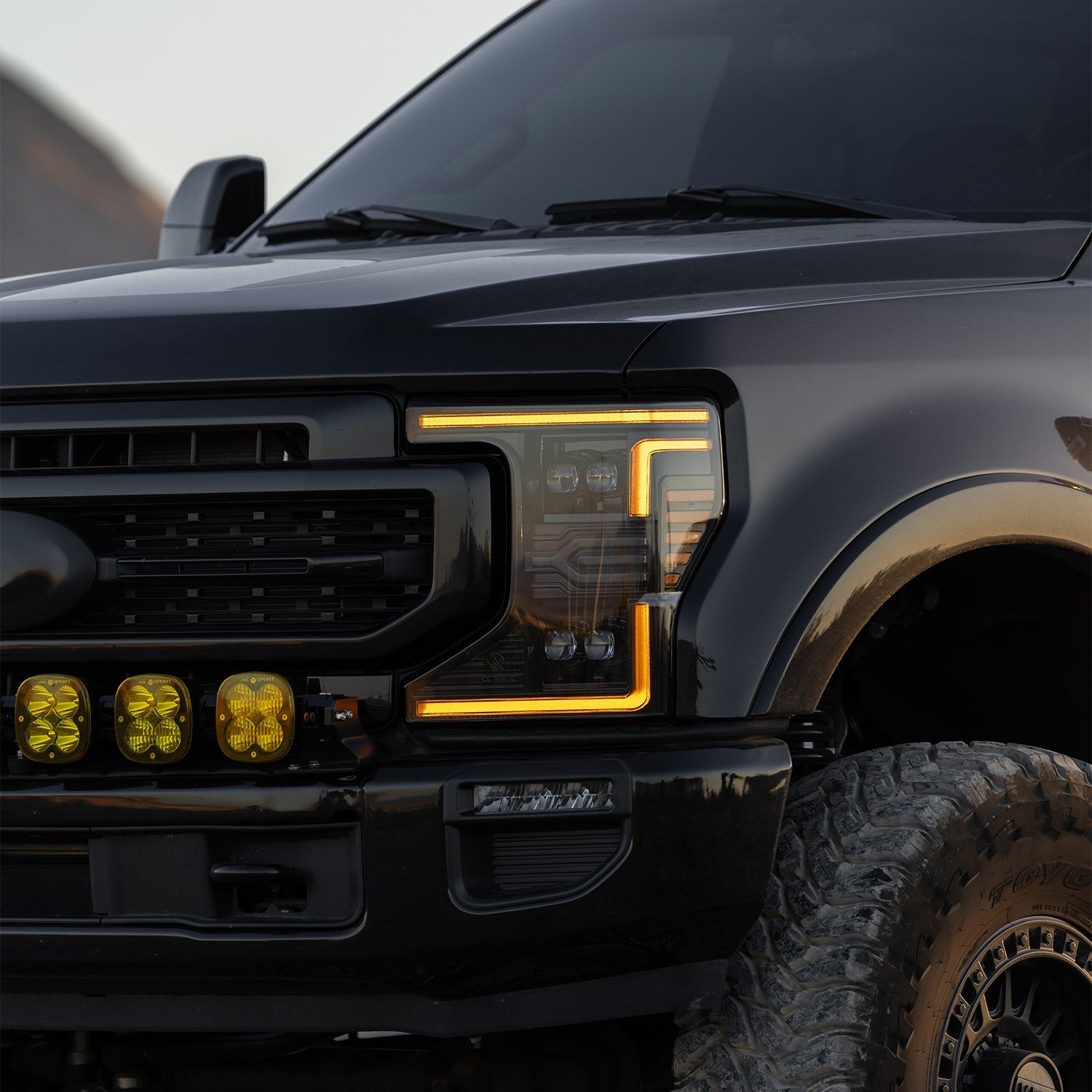 20-22 Ford F-250/350/450/550 Super Duty NOVA-Series LED Projector Headlights Alpha-Black - Apollo Off-Road