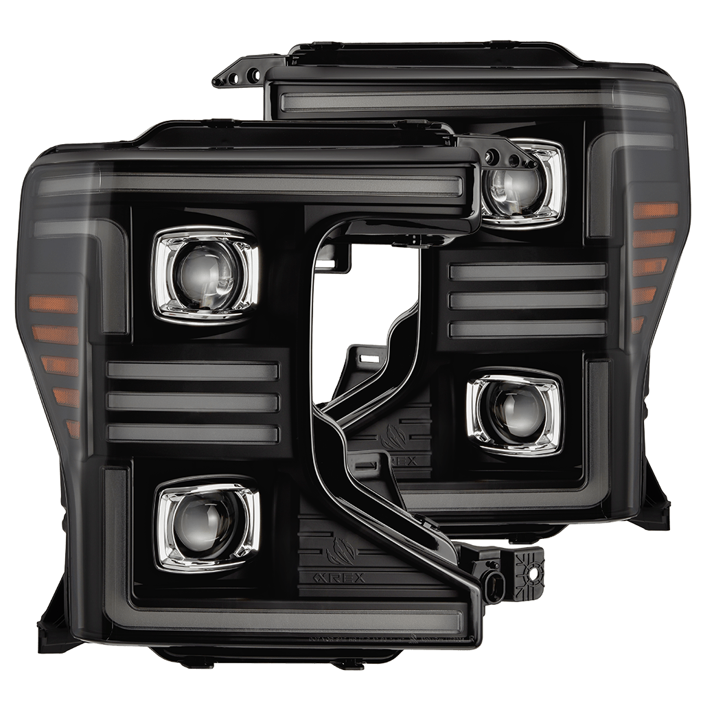 20-22 Ford F-350/450/550 Super Duty / 21-22 F-250 Super Duty PRO-Series Halogen Projector Headlights Black - Apollo Off-Road