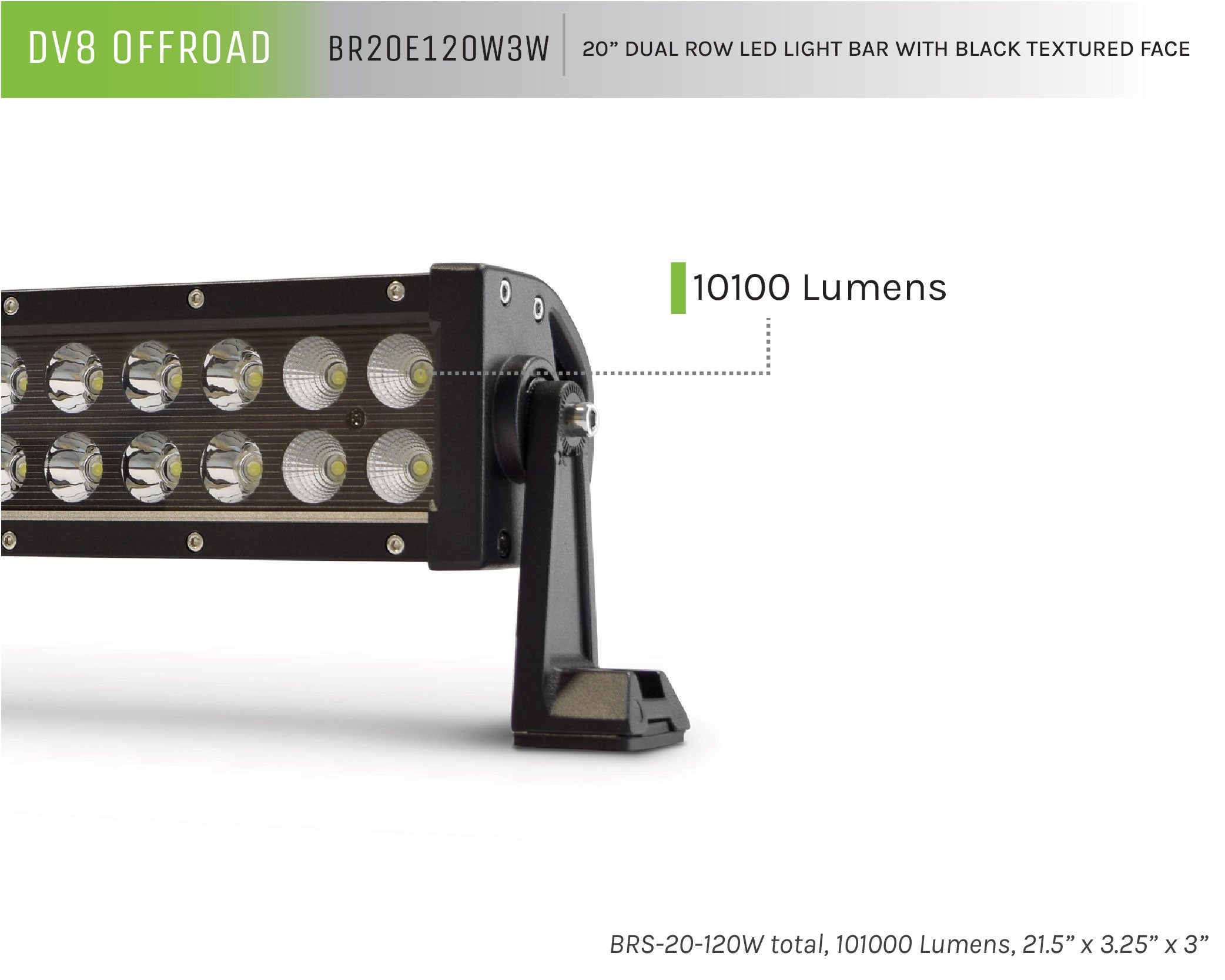 20 in. Dual Row LED Light Bar; Black Face - Apollo Off-Road