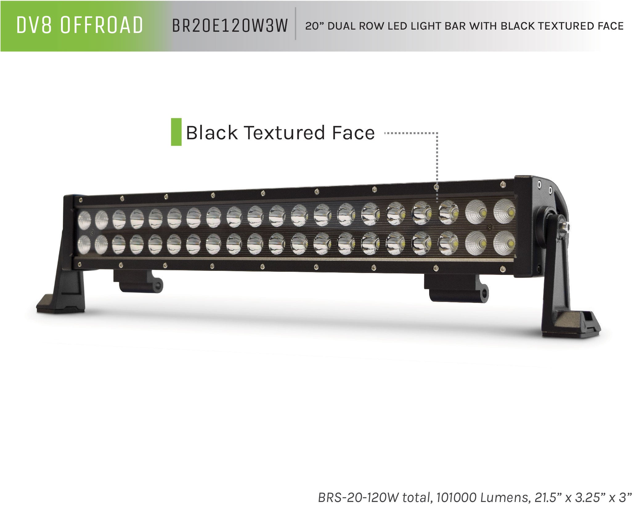 20 in. Dual Row LED Light Bar; Black Face - Apollo Off-Road