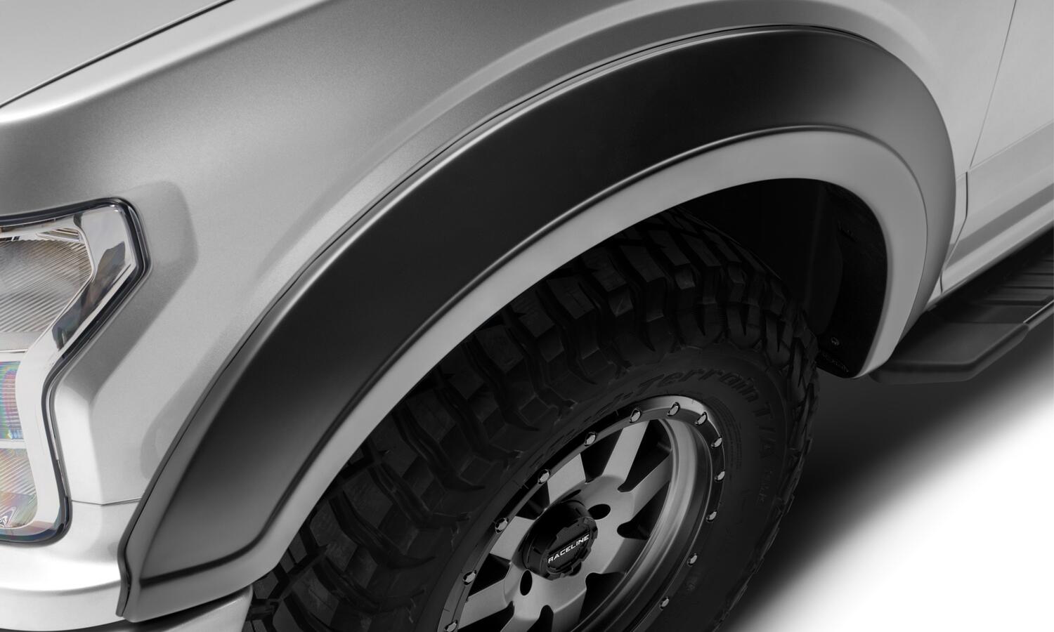Black Extendafender Style Smooth Finish Front Fender Flares For 2018-2020 Ford F150 Bushwacker