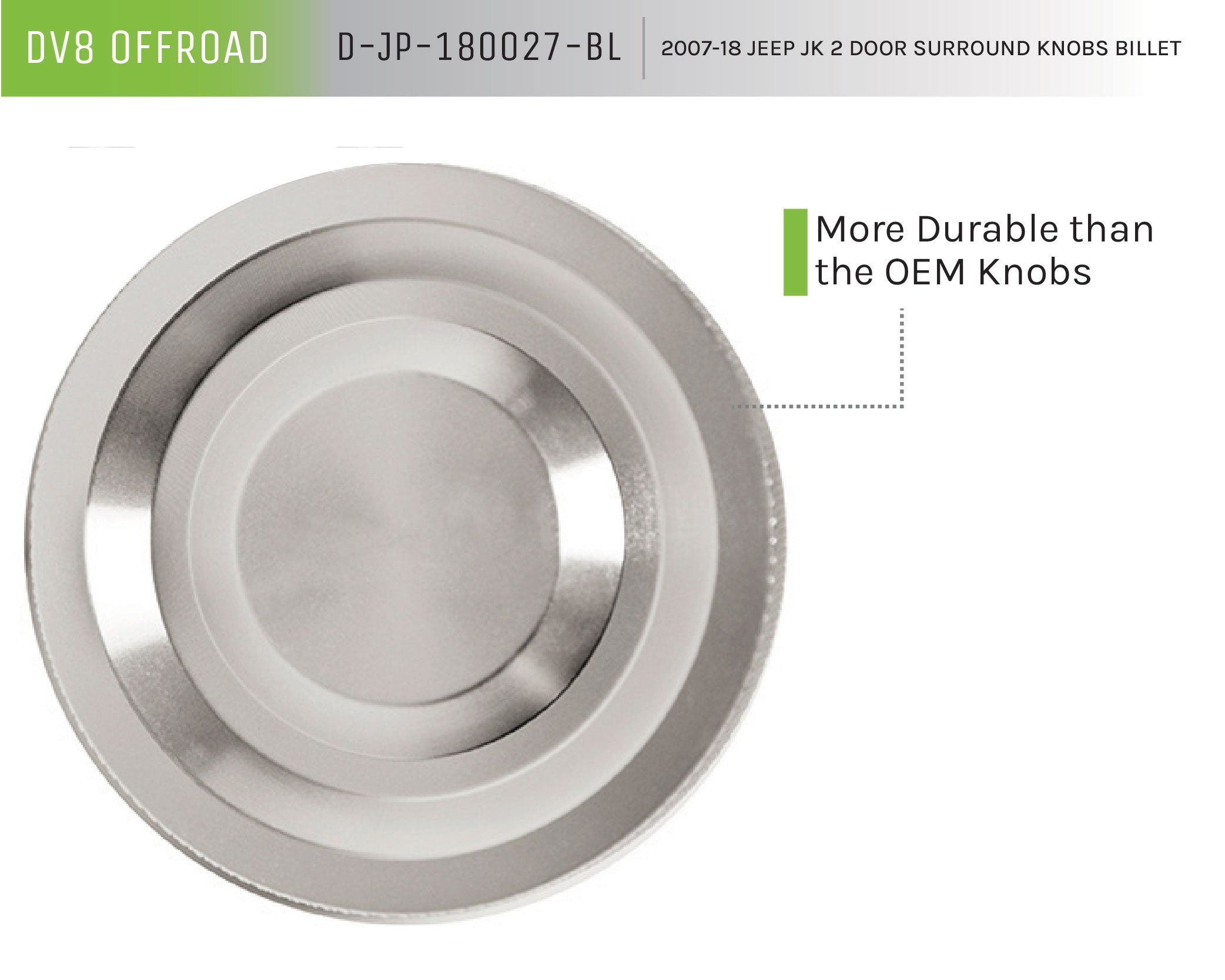 2007-2018 Jeep JK 2 Door Surround Knobs, Billet - Apollo Off-Road