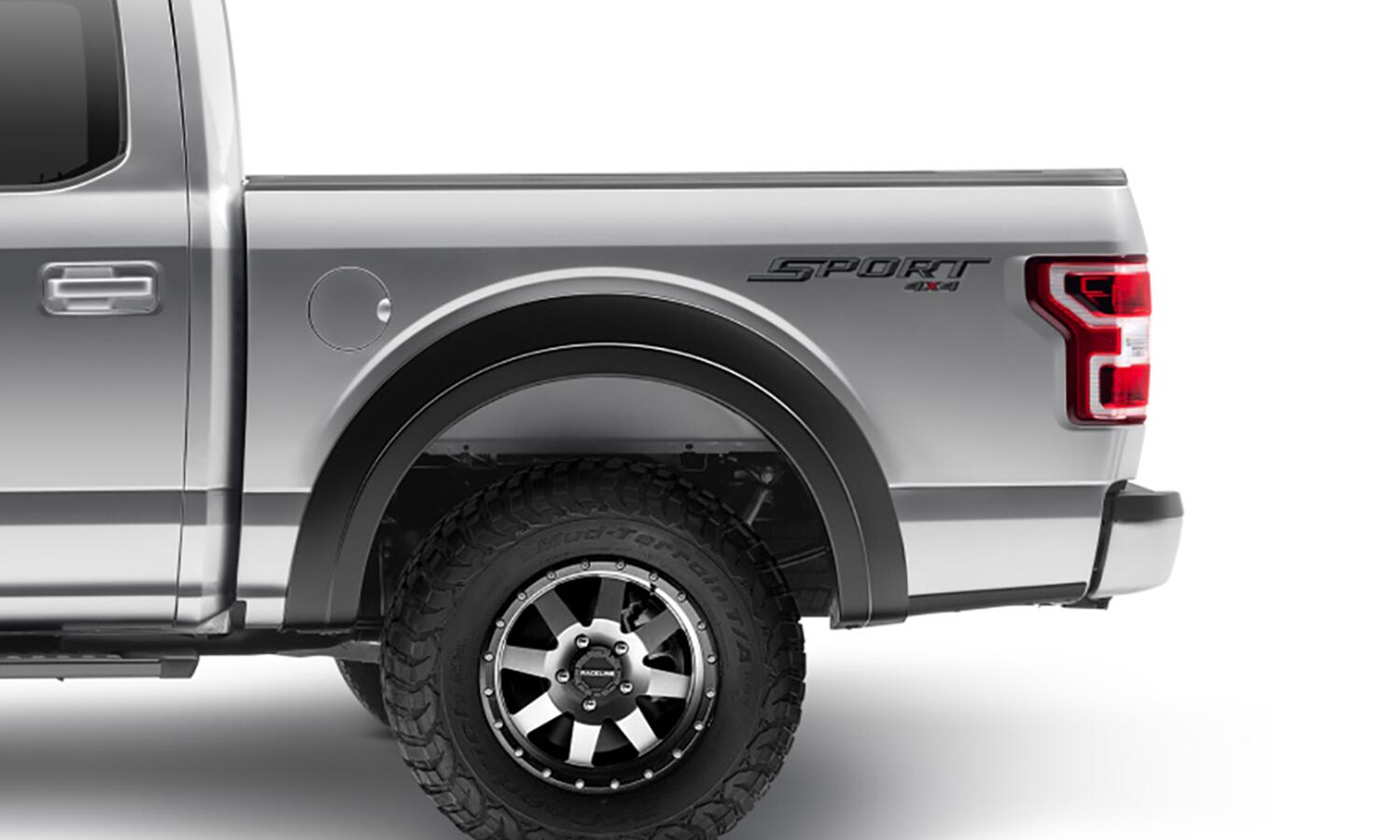 Black Extendafender Style Smooth Finish Rear Fender Flares For 2015-2020 Ford F150 Bushwacker