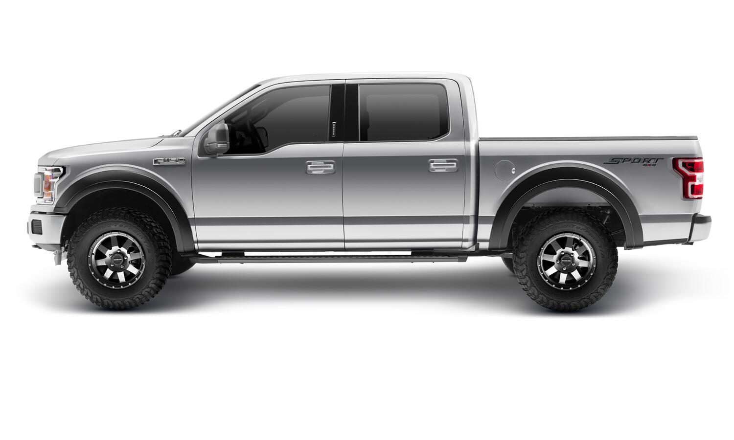 Black Extendafender Style Smooth Finish Rear Fender Flares For 2015-2020 Ford F150 Bushwacker