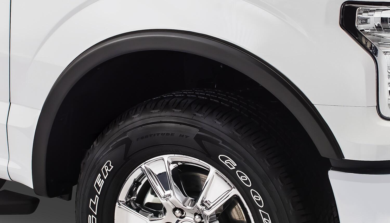 Black OE Style Smooth Finish Front Fender Flares For 2015-2017 Ford F150 Bushwacker