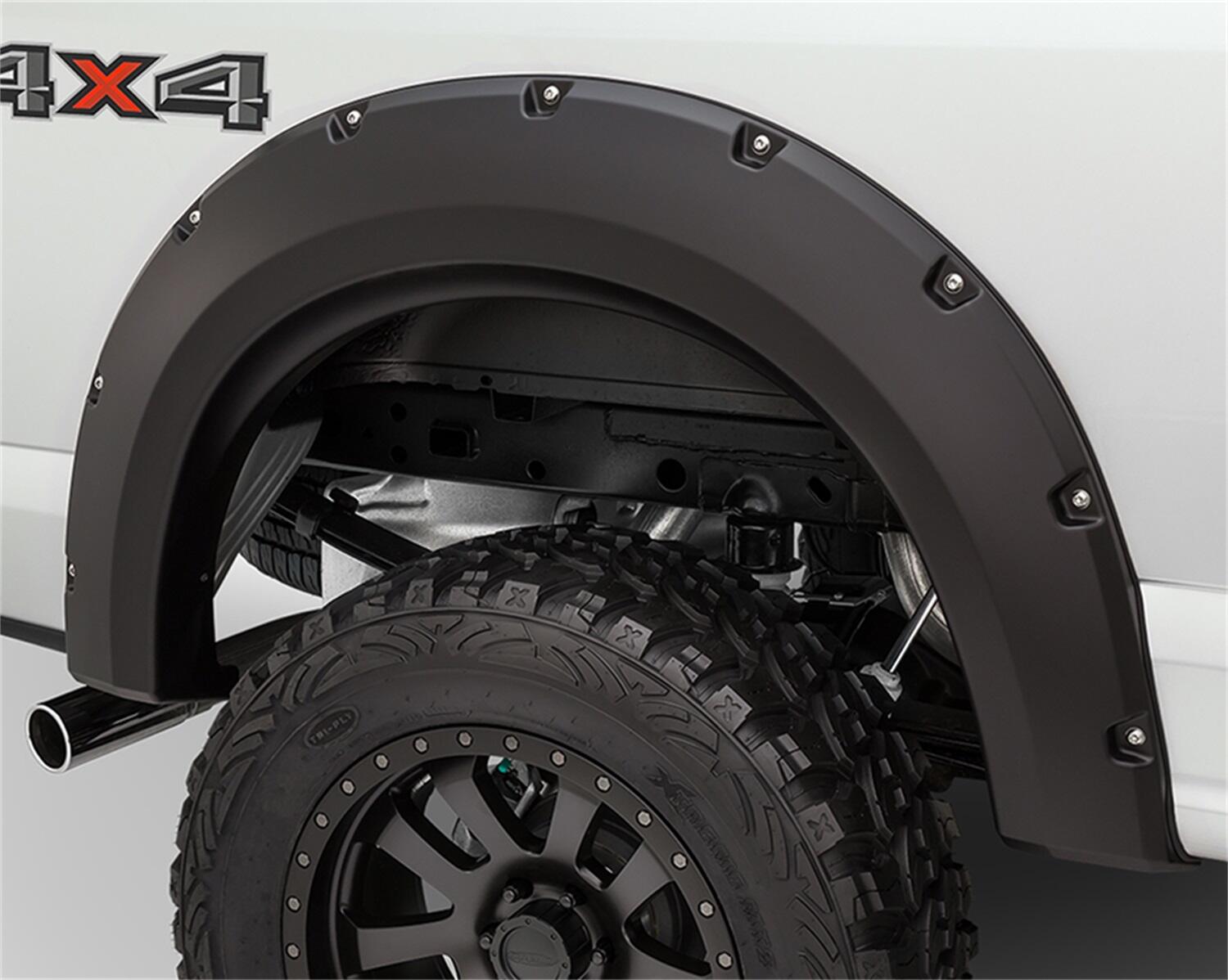 Black Max Coverage Pocket/Rivet Style Front Fender Flare For 2018-2020 Ford F150 Bushwacker
