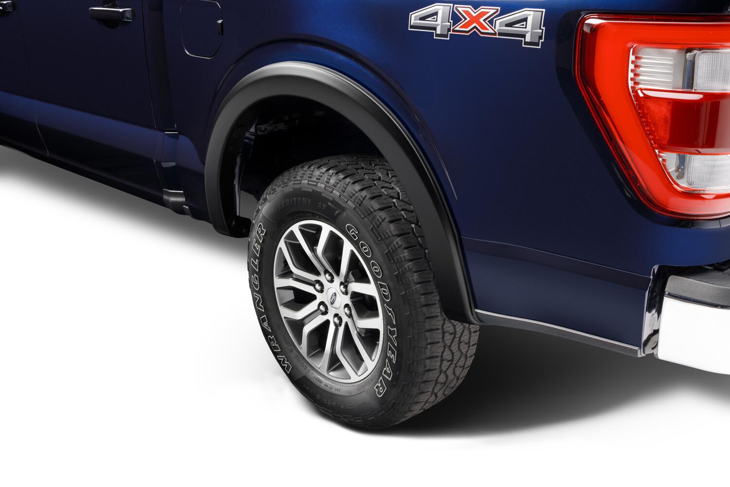 Black OE Style Smooth Finish Rear Fender Flares For 2021-2026 Ford F150 Will Not Fit F150 Lightning Bushwacker