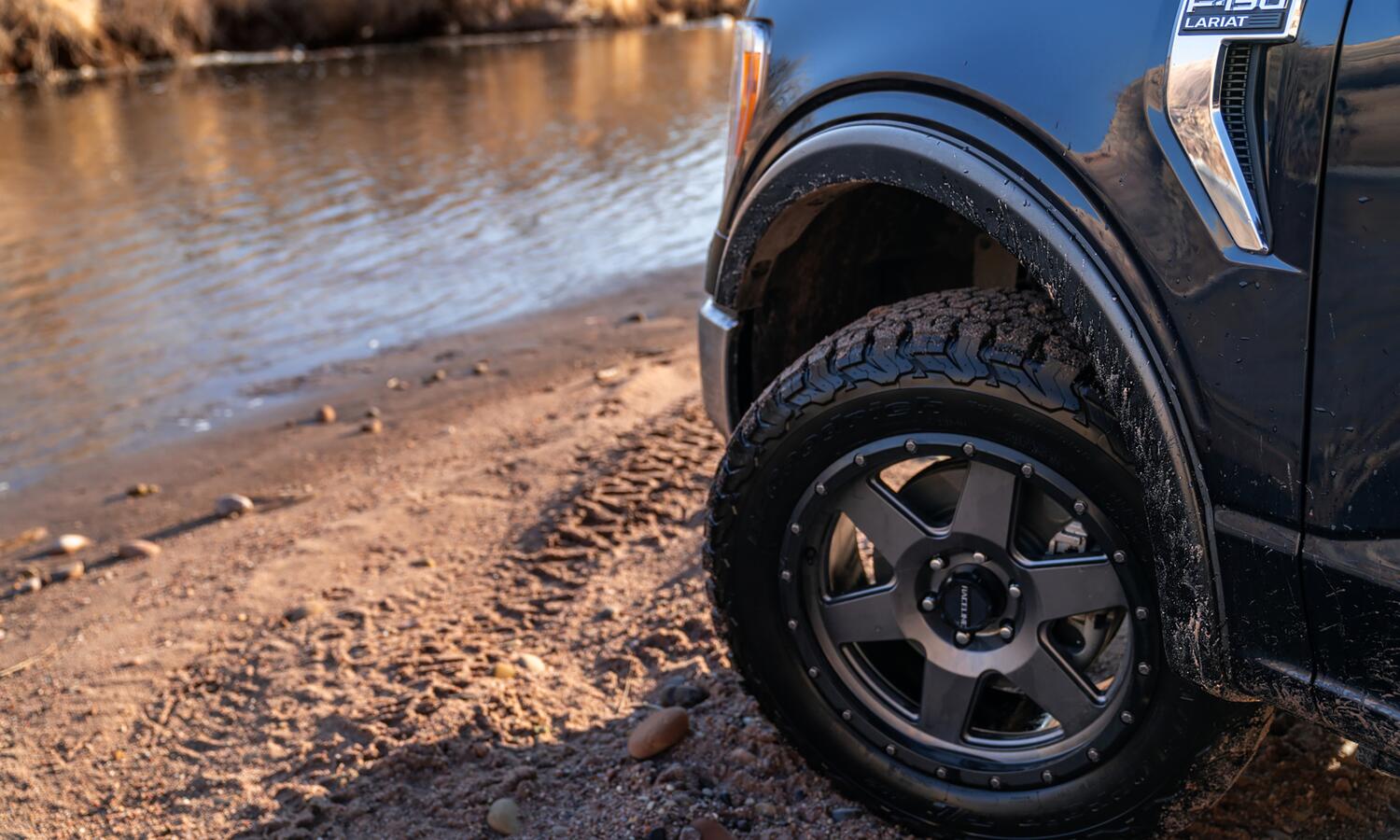 Black OE Style Smooth Finish Front Fender Flares For 2021-2026 Ford F150 Will Not Fit F150 Lightning Bushwacker