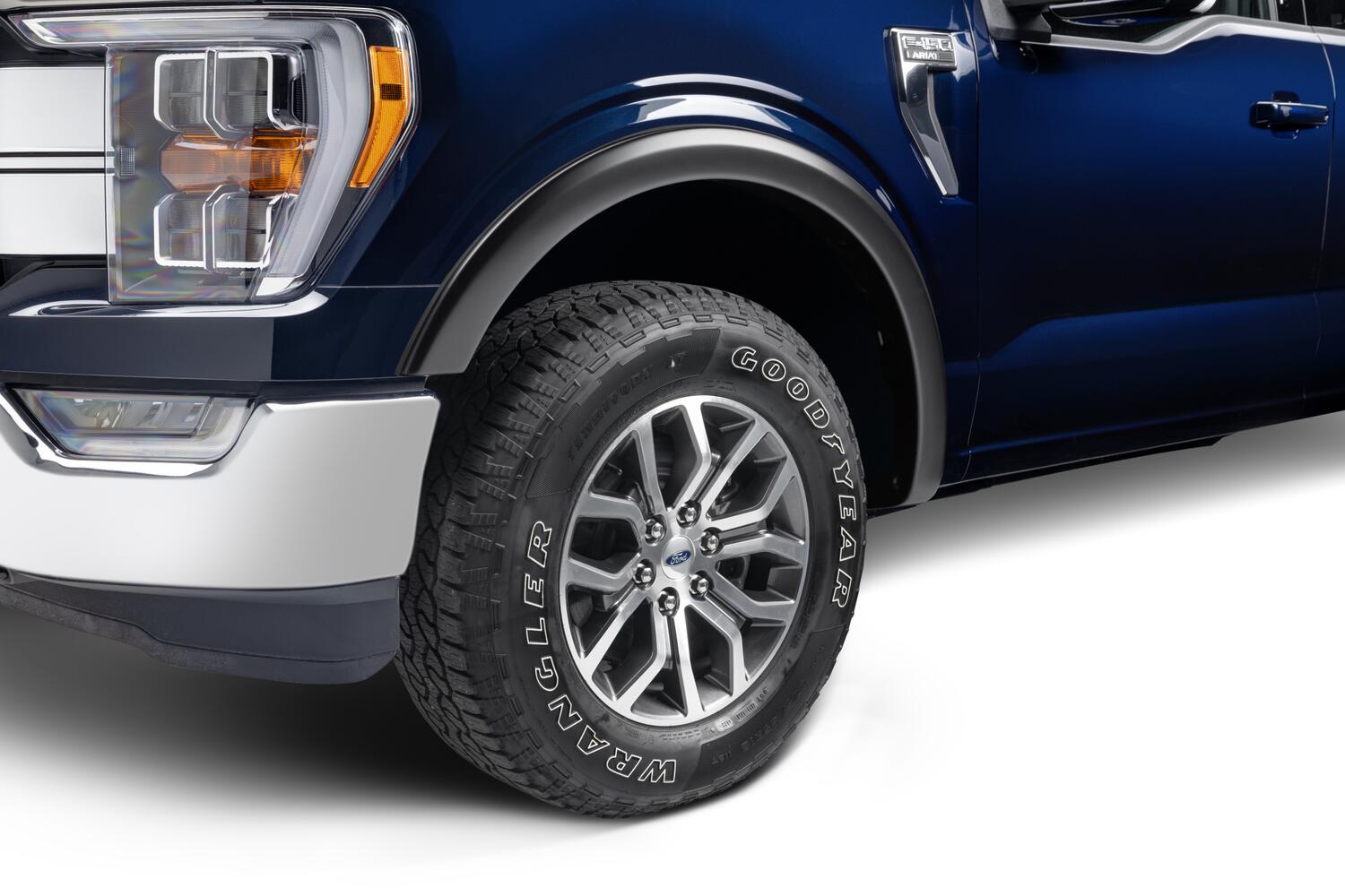 Black OE Style Smooth Finish Front Fender Flares For 2021-2026 Ford F150 Will Not Fit F150 Lightning Bushwacker