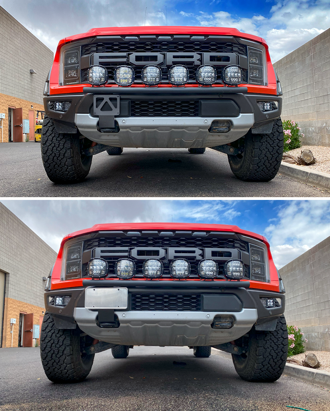 Foutz Motorsports Front Tow Hook License Plate Mount 2017-2023 Ford F-150 Raptor 2023 Ford F-150 Raptor R