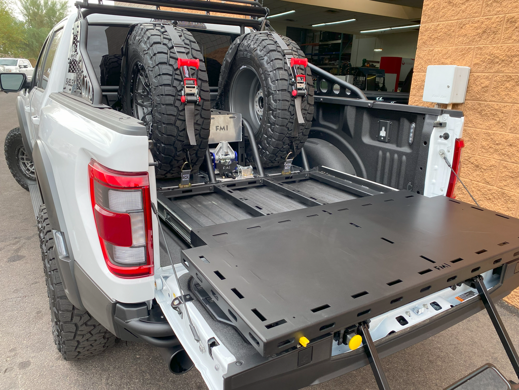 Foutz Motorsports Modular Bed Organizer with Slide Out Cargo Tray 2017-2024 Ford F-150 Raptor 2023-2024 Ford F-150 Raptor R